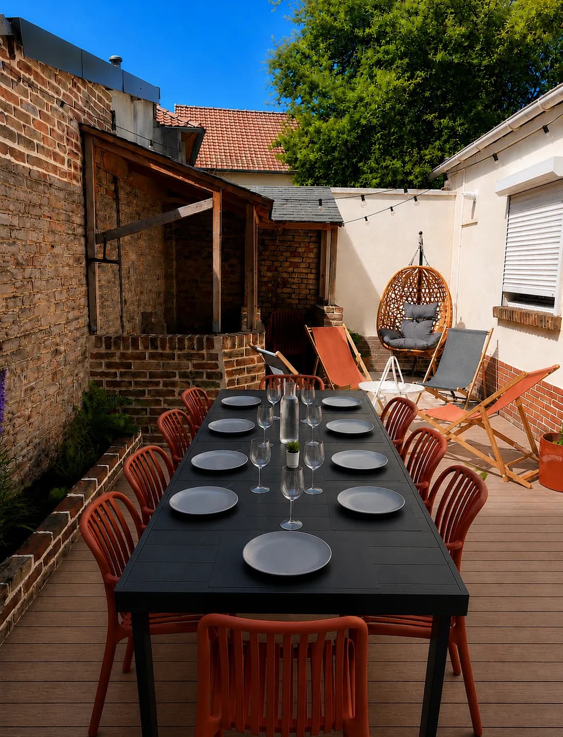 Grande terrasse aménagée d'un logement internes.immo